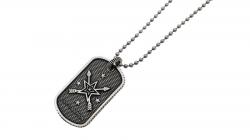 SMALL STARS & CROSSED ARROWS DOG TAG WITH OUTSIDE COIN EDGE