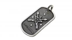 SMALL STARS & CROSSED ARROWS DOG TAG WITH OUTSIDE COIN EDGE