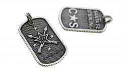 SMALL STARS & CROSSED ARROWS DOG TAG WITH OUTSIDE COIN EDGE